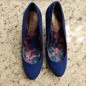 Blue suede heels size 7